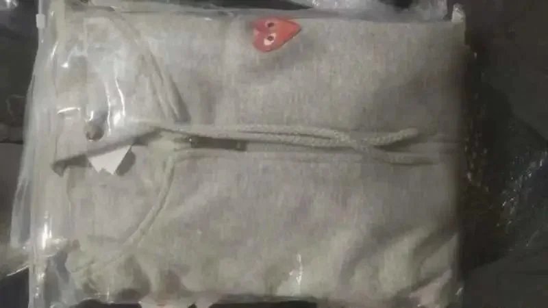 Front small red heart velvet cardigan gray