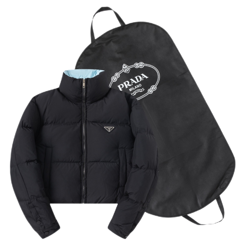 短款羽绒服蜜蜂小标黑